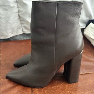 Elegant Dark Brown Leather Ankle Boots